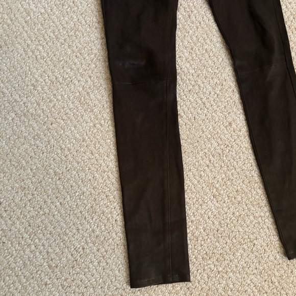 NWOT AG The Legging Super Skinny Leather Lambskin Pants in Brown - Picture 8 of 16